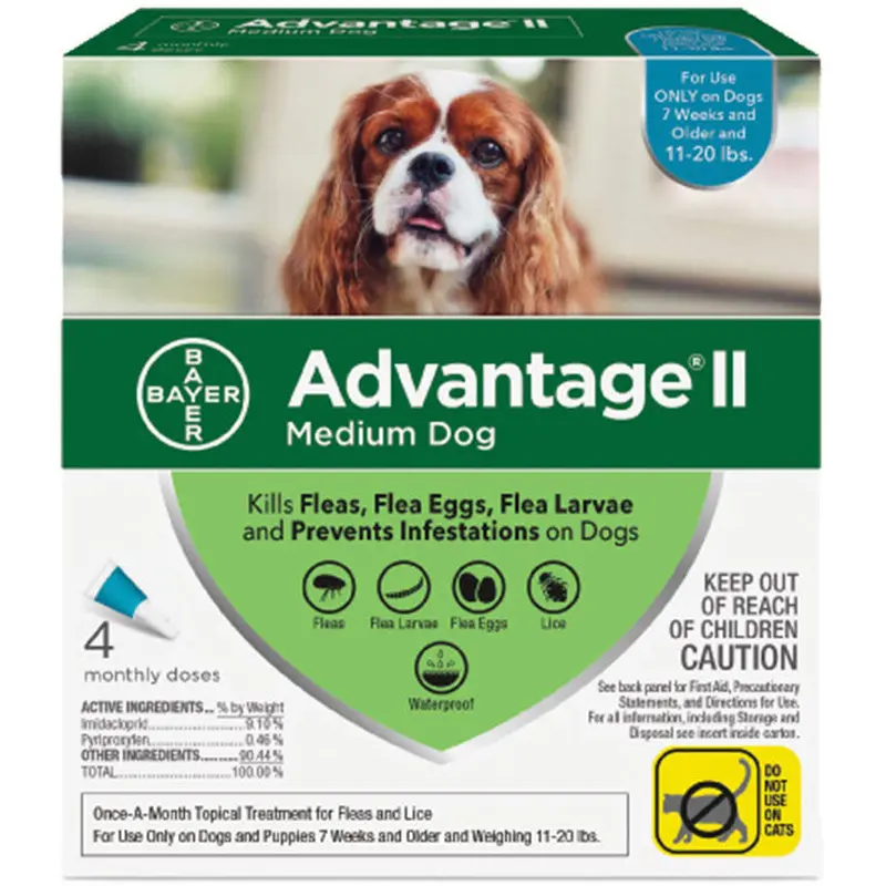Advantage Ii Dog Medium 11-20lb Teal 4 Pack