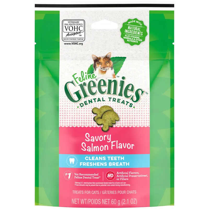 Greenies Feline Adult Cat Dental Treats Savory Salmon 2.1oz