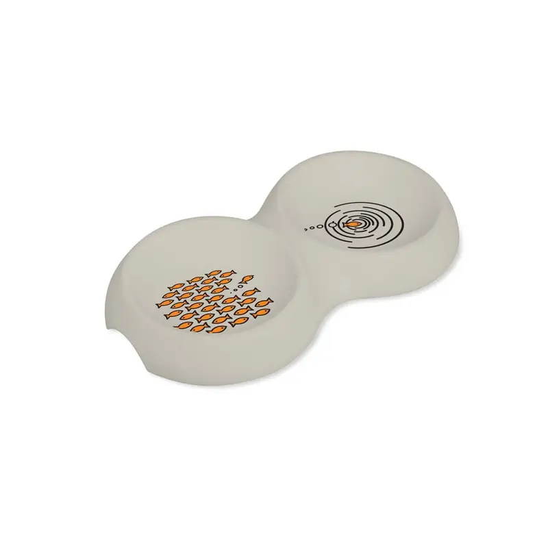 Van Ness Plastics EcoWare Bamboo Double Dish for Cats Assorted 16oz SM