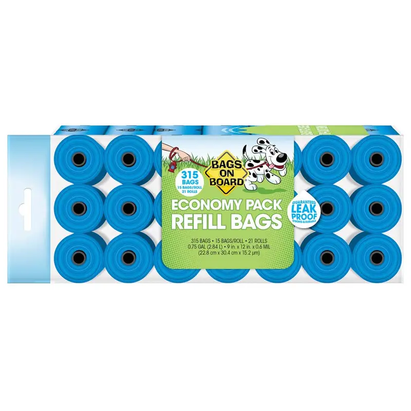 Bags on Board Waste Pick-up Bags Refill Blue 315 Count