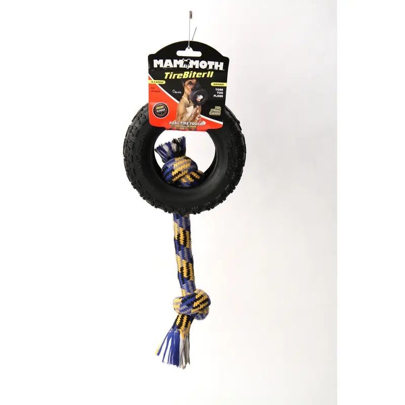 Mammoth Tirebiter II With Rope Dog Toy 7 inch