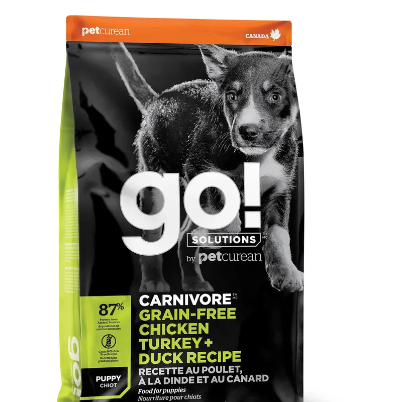 Petcurean GO! CARNIVORE Grain Free Chicken, Turkey + Duck Puppy 12lb 