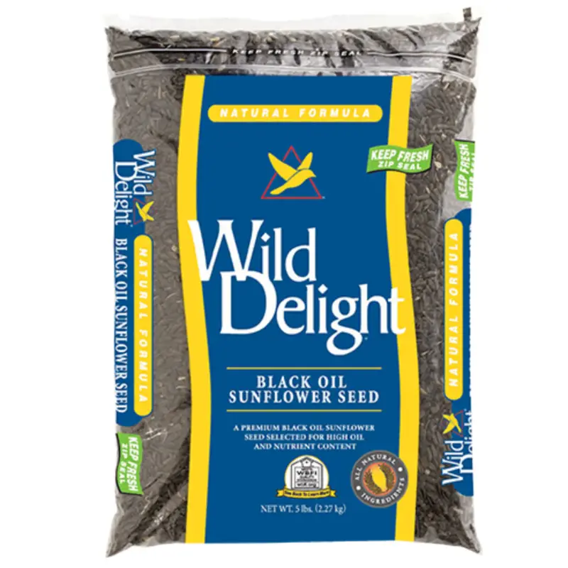 Wild Delight Black Oil Sunflower Seed Food for Birds, 5lb