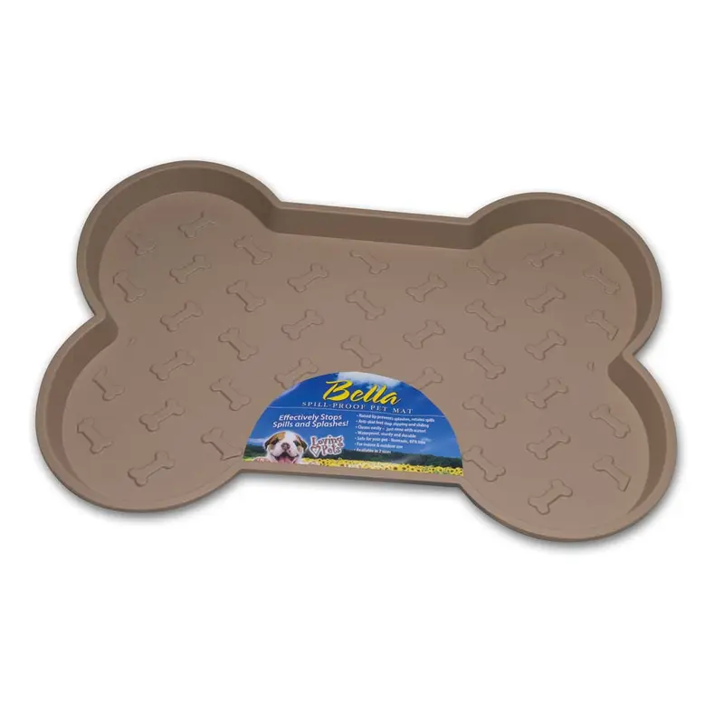 Loving Pets Spill-Proof Bone Shaped Dog Mat Tan SM