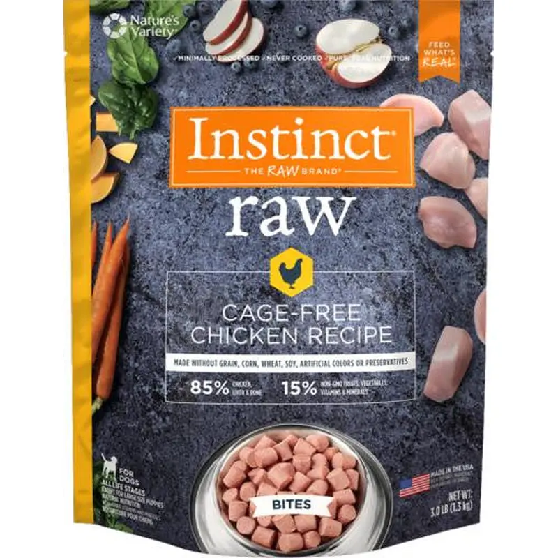 Nature's Variety Instinct 85/15 Raw Cage Free Chicken Recipe for Dogs Bites 3lb SD-5 