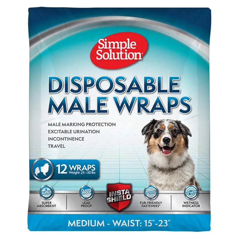 Simple Solution Disposable Male Wraps White MD 12pk