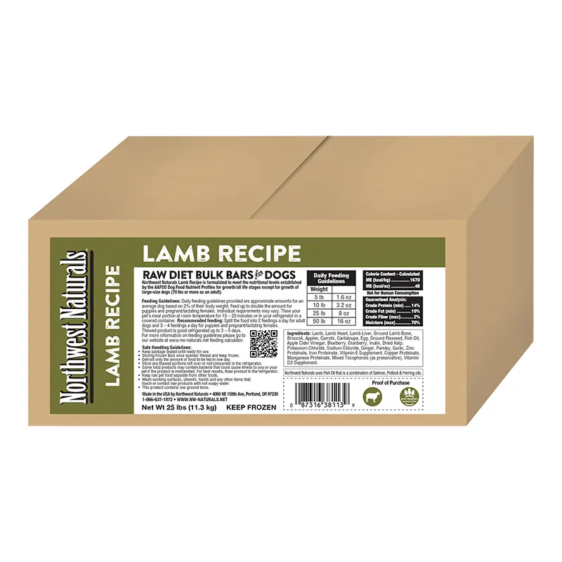 Northwest Naturals Dog Frozen Lamb Bar Bulk 25lb 