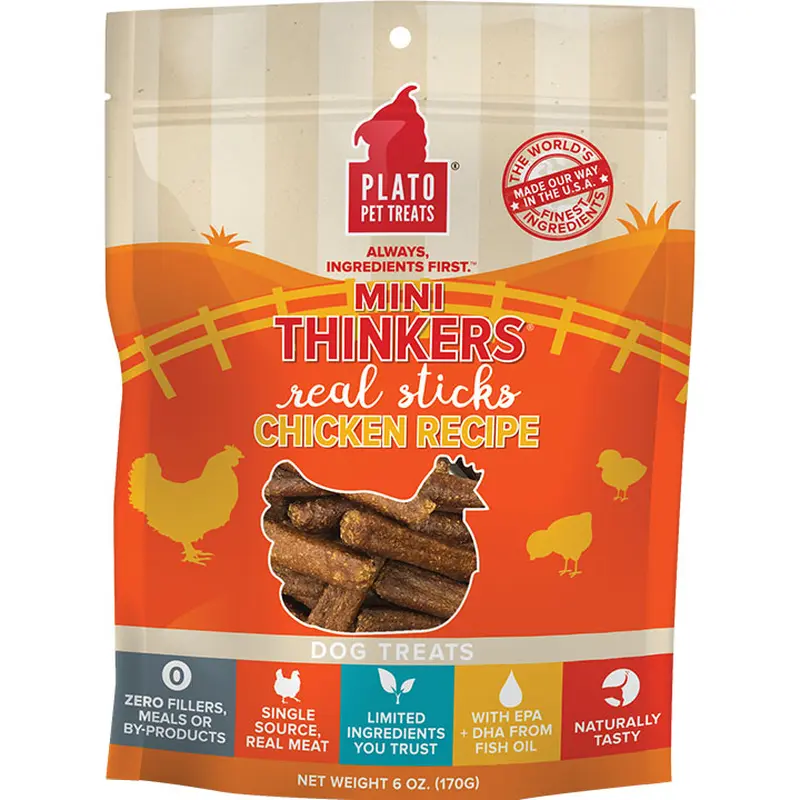 Plato Mini Thinkers Chicken Dog Treat Recipe 6oz 