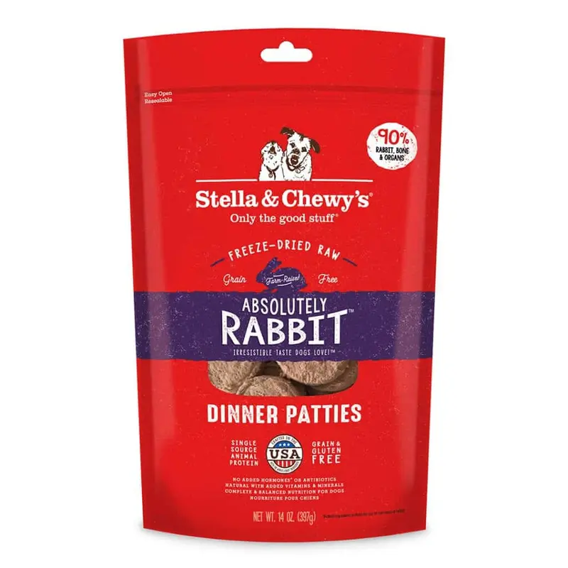 Stella & Chewy's Absolutely Rabbit Freeze-dried Raw Dinner Patties Dog Food 14oz