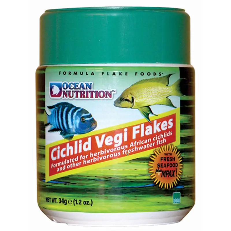 Ocean Nutrition Cichlid Vegi Flakes Fish Food 1.2 oz