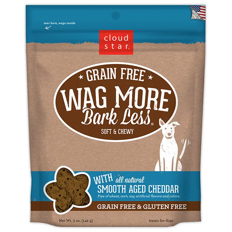 Wag More Bark Less Grain Free Soft & Chewy Treats with Smooth Aged Cheddar 5Z 