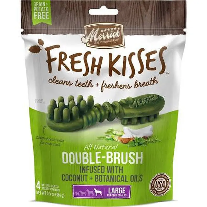 Merrick Fresh Kisses Large Coconut Oil/Botanical 4ct Bag 