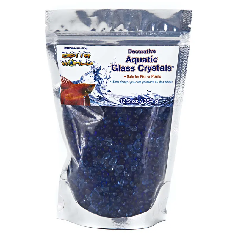 Penn-Plax Betta World Aquatic Glass Crystal Dcor Light Blue, Dark Blue 12.5 oz