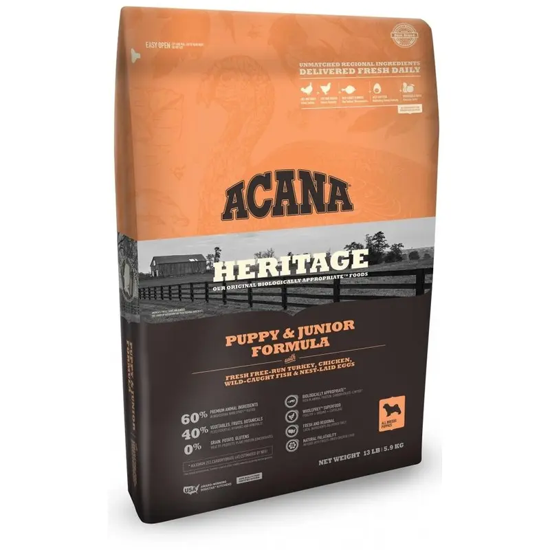 Acana Heritage Puppy and Junior Formula Grain Free Dry Dog Food-25-lb-