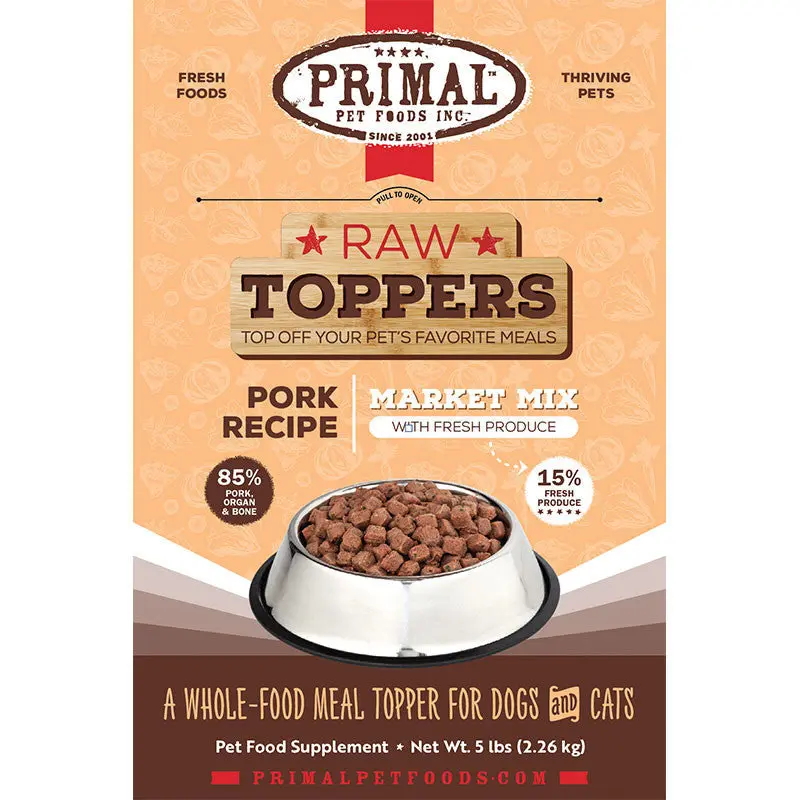 Primal Dog Cat Frozen Market Mix Topper Pork 5lb SD-5