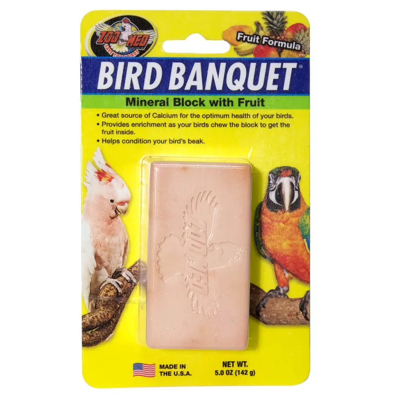 Zoo Med Bird Banquet Fruit Formula Mineral Block Pink 5oz LG