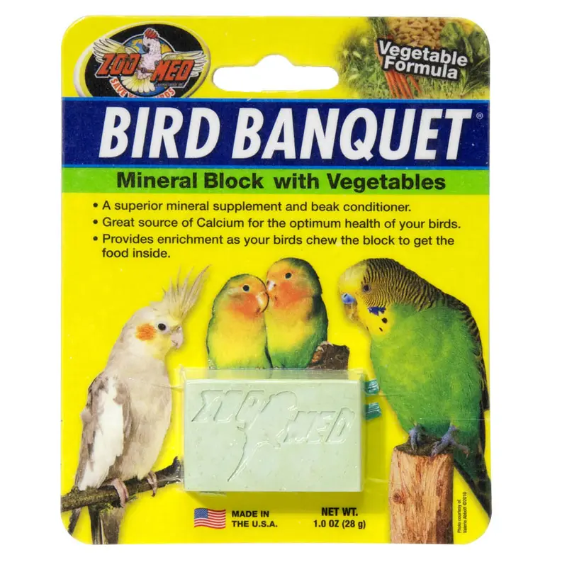 Zoo Med Bird Banquet Vegetable Formula Mineral Block Green 1oz SM