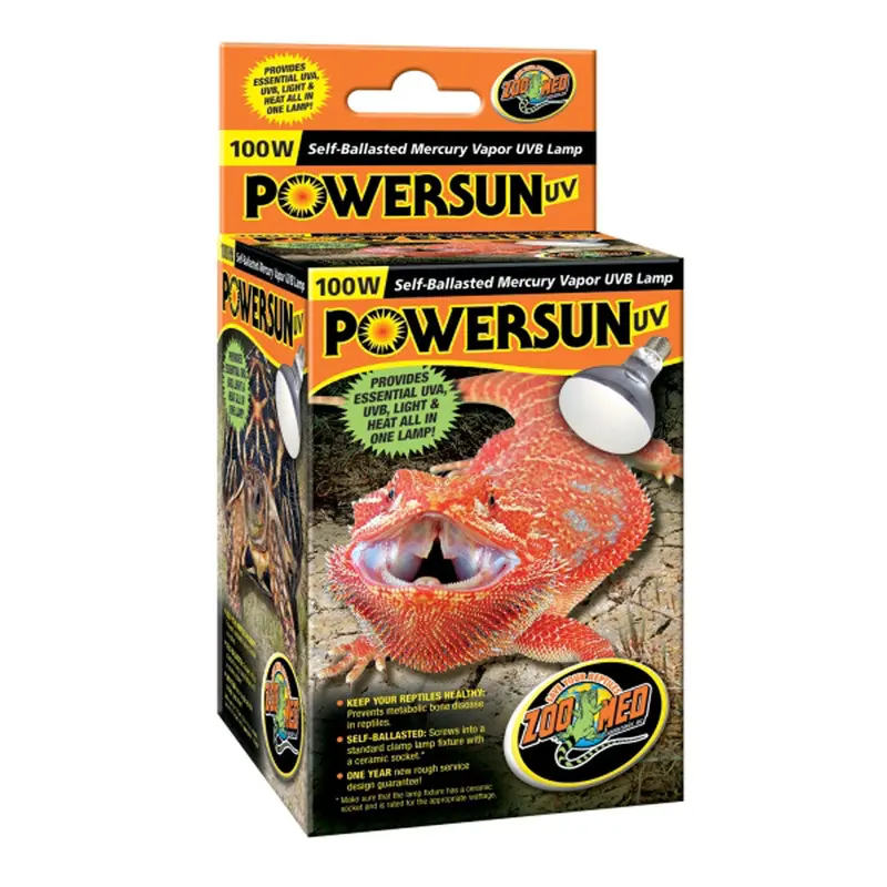 Zoo Med PowerSun UV Self-Ballasted Mercury Vapor Lamp Silver 100 Watt