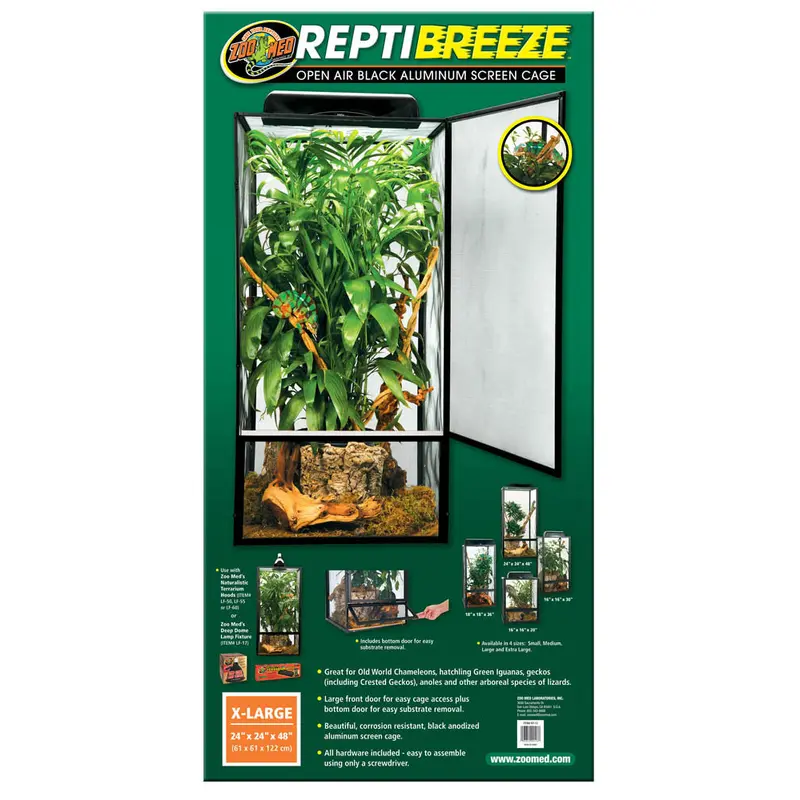 Zoo Med ReptiBreeze Open Air Aluminum Screen Cage Black XL