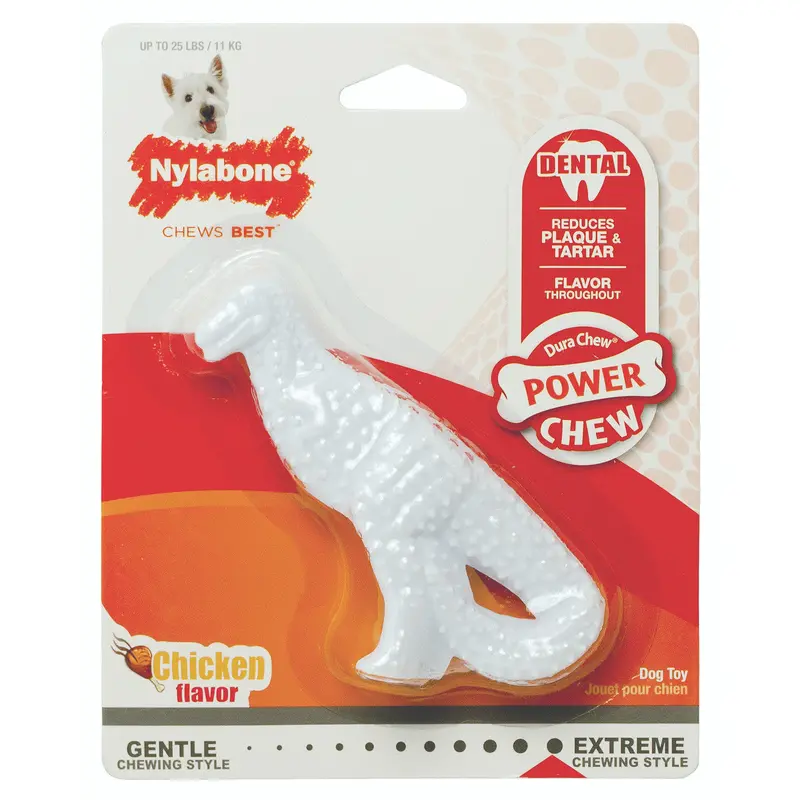 Nylabone Dental Dinosaur Power Chew Durable Dog Toy Chicken Small/Regular (1 Count)