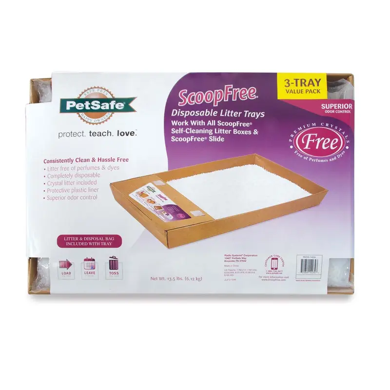 ScoopFree Sensitive Crystal Cat Litter Trays White, Clear 3 Pack