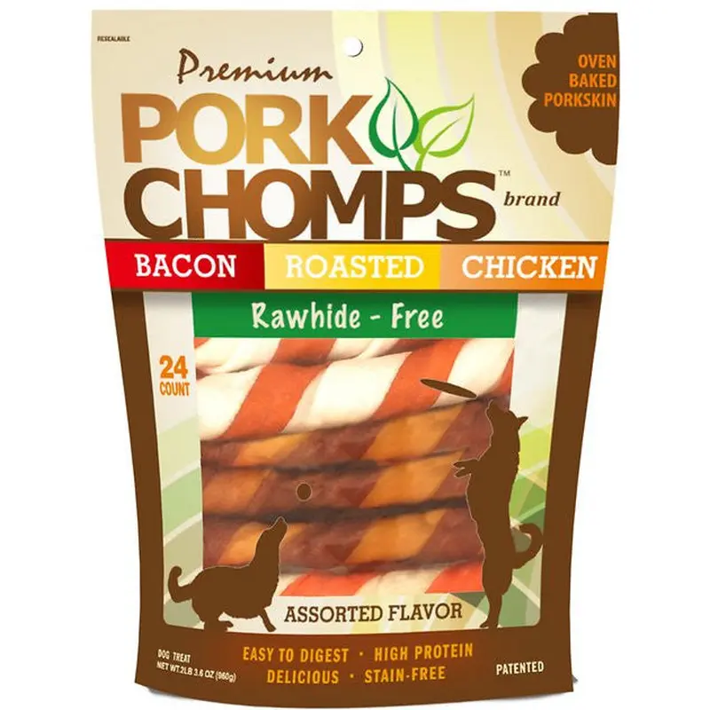 Scott Pet Premium Pork Chomps Assorted Flavor Twists 24CT 