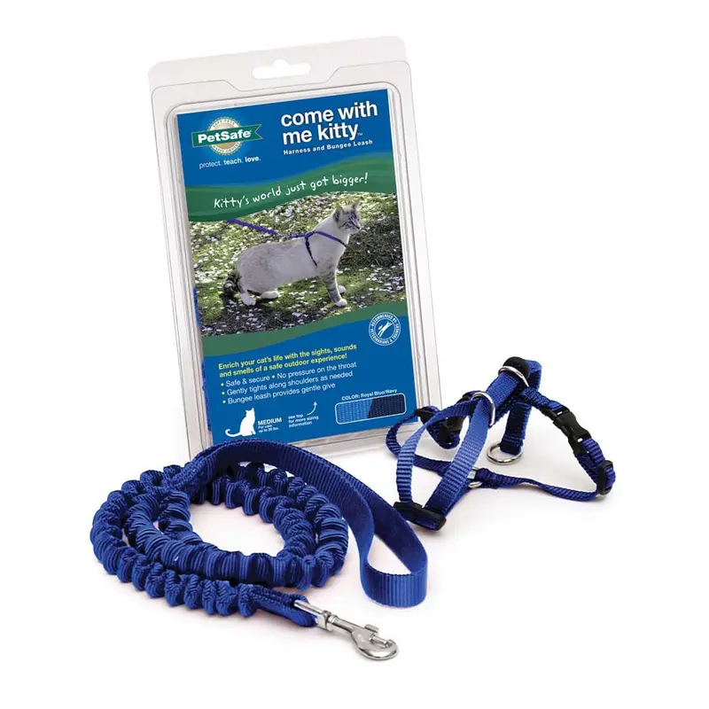 PetSafe Premier Come With Me Kitty Harness & Bungee Leash Combo Royal Blue/Navy LG