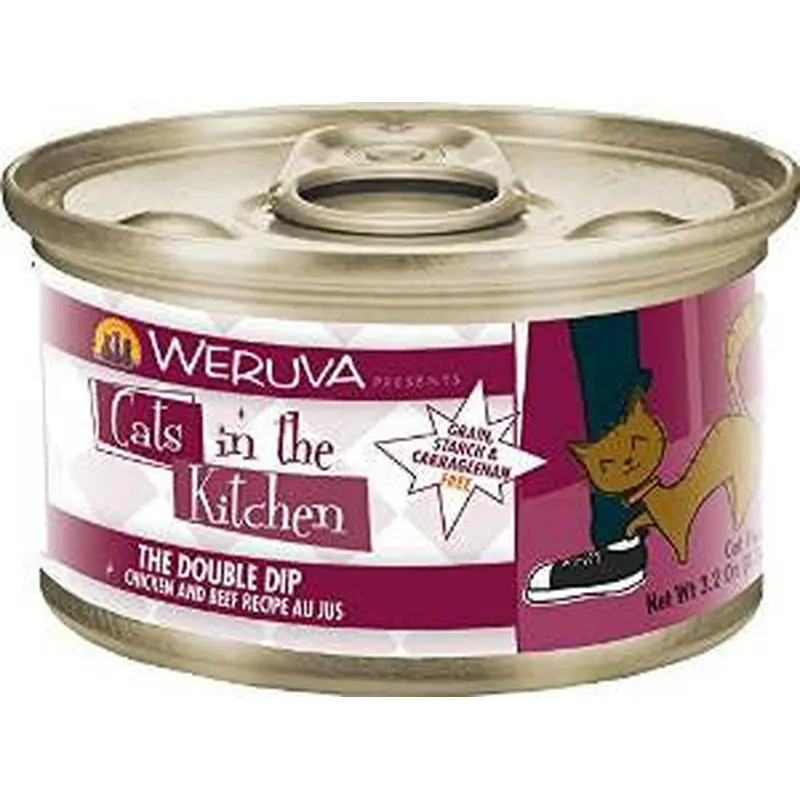 Weruva Chicken & Beef Recipe Au Jus Cans The Double Dip Cat 24/3.2oz. 