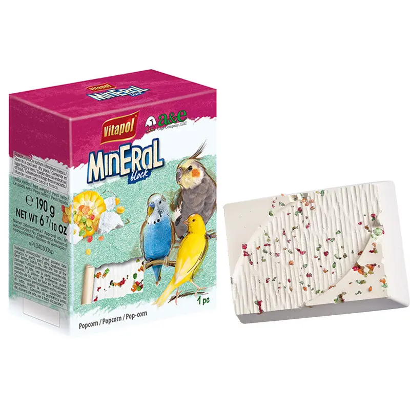 A & E Cages Vitapol Infused Mineral Block for Birds Popcorn 190 grams