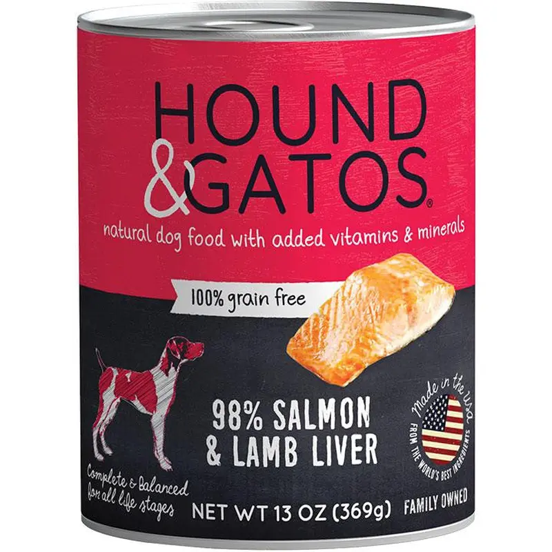 Hound & Gatos Dog Grain Free Salmon Lamb Liver 13oz 12 Pack 