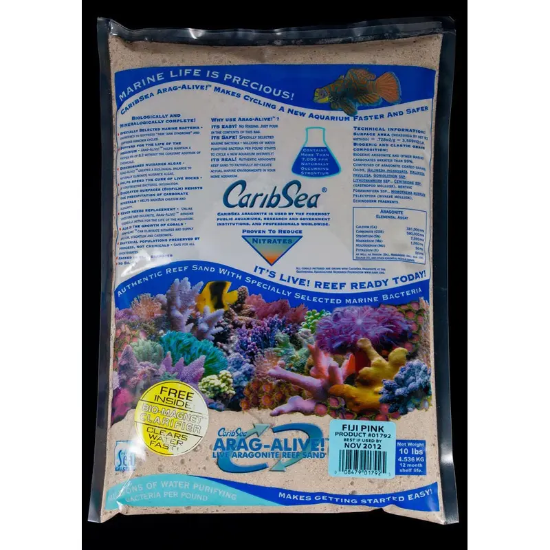CaribSea Arag-Alive Fiji Pink Aquarium Sand 10 lb