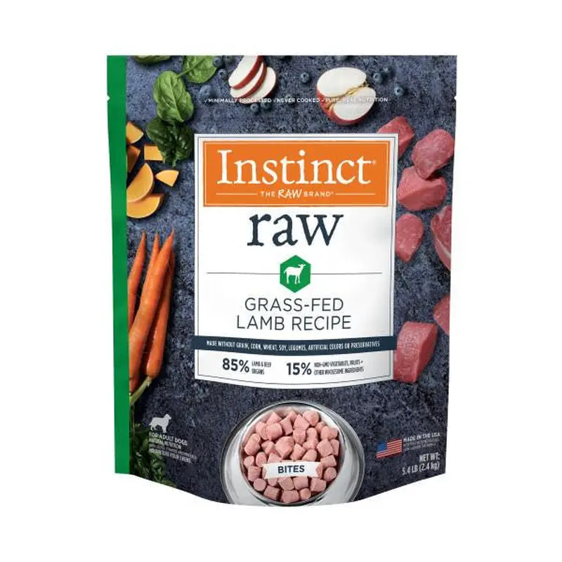 Instinct Frozen Raw Bites GF Grass-Fed Lamb Recipe Dog Food 5.4 lb SD-5