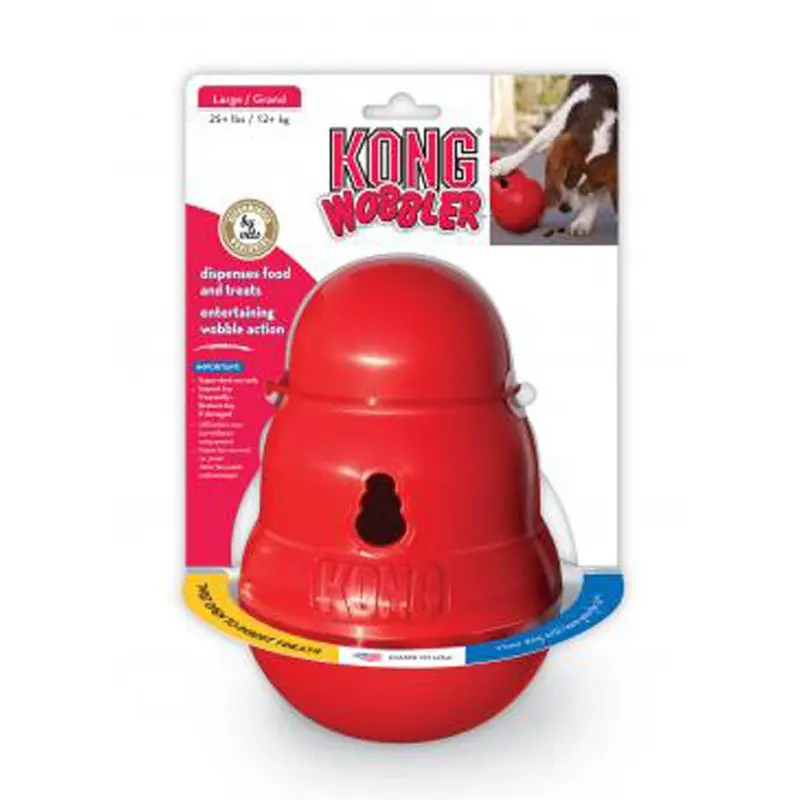 KONG Wobbler Food and Treat Dispenser Dog Toy Red LG