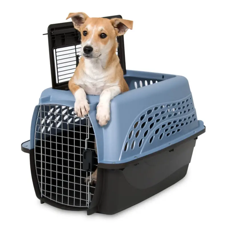 Petmate 2 Door Top Load Dog Kennel Pearl Ash Blue, Black 24 in