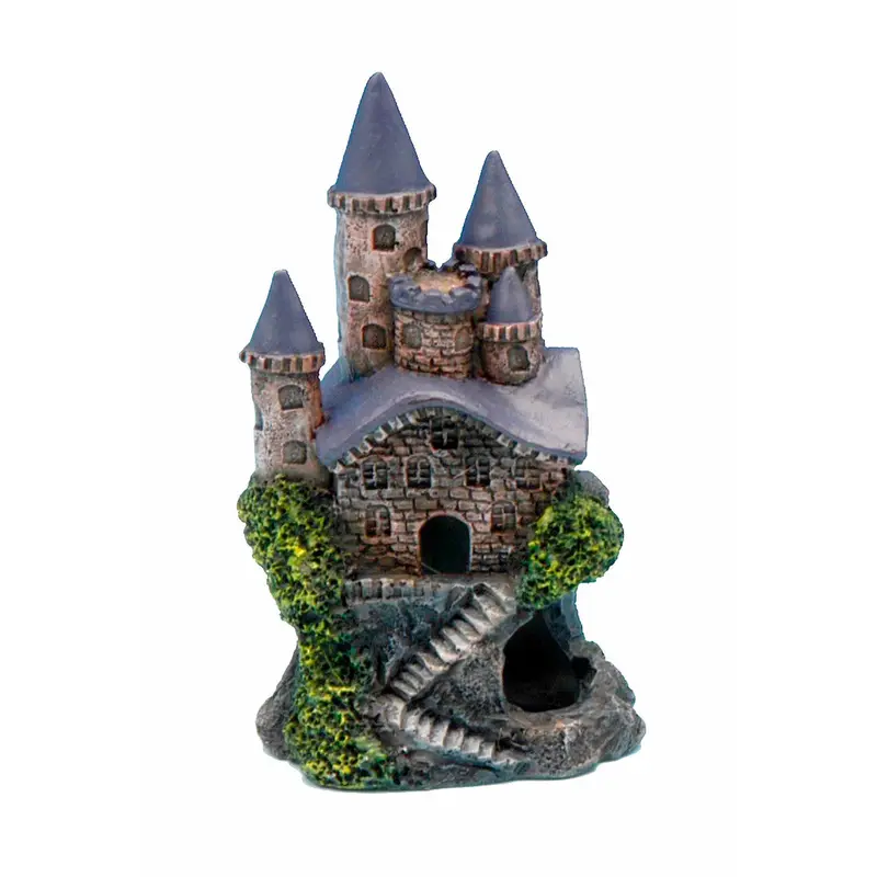 Penn-Plax Magic Castle Aquarium Ornament Brown/Grey 4in Mini