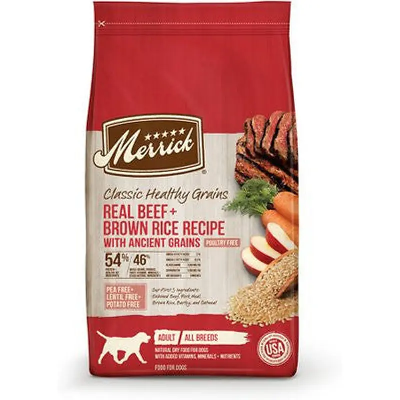 Merrick Classic Real Beef + Brown Rice Recipe with Ancient Grains 25lb 