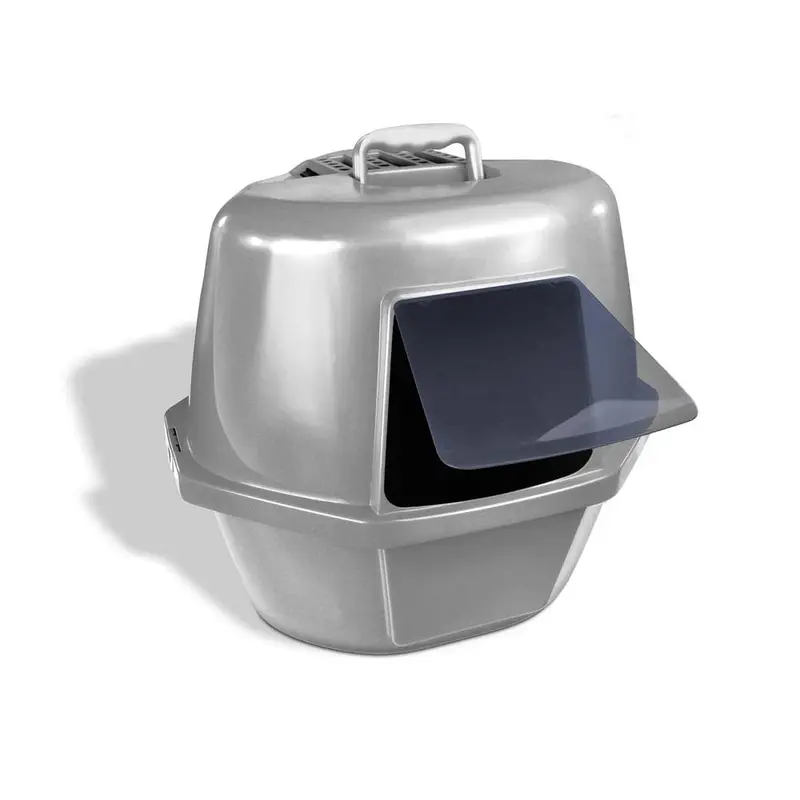 Van Ness Plastics Enclosed Corner Cat Litter Box Silver LG