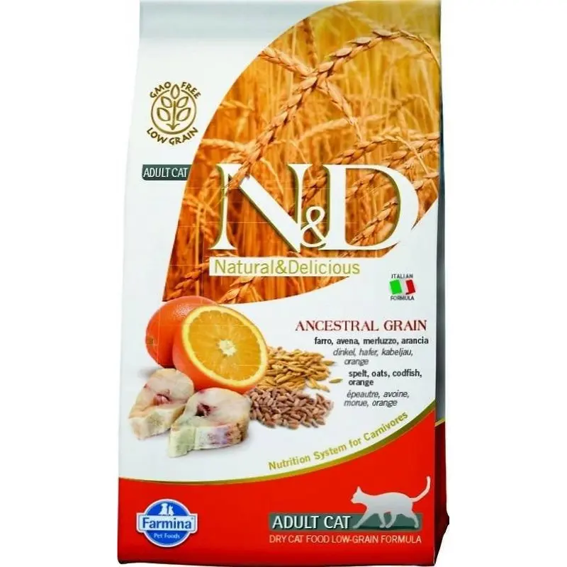 Farmina Natural And Delicious Adult Codfish & Orange Dry Cat Food-3.3-lb-