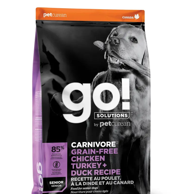 Petcurean GO! CARNIVORE Grain Free Chicken, Turkey + Duck Senior Dog 12lb 