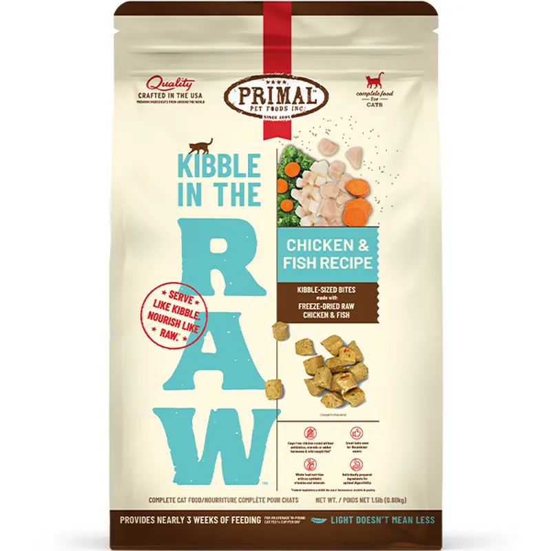 Primal Cat Kibble in the Raw Chicken & Fish 1.5 lb