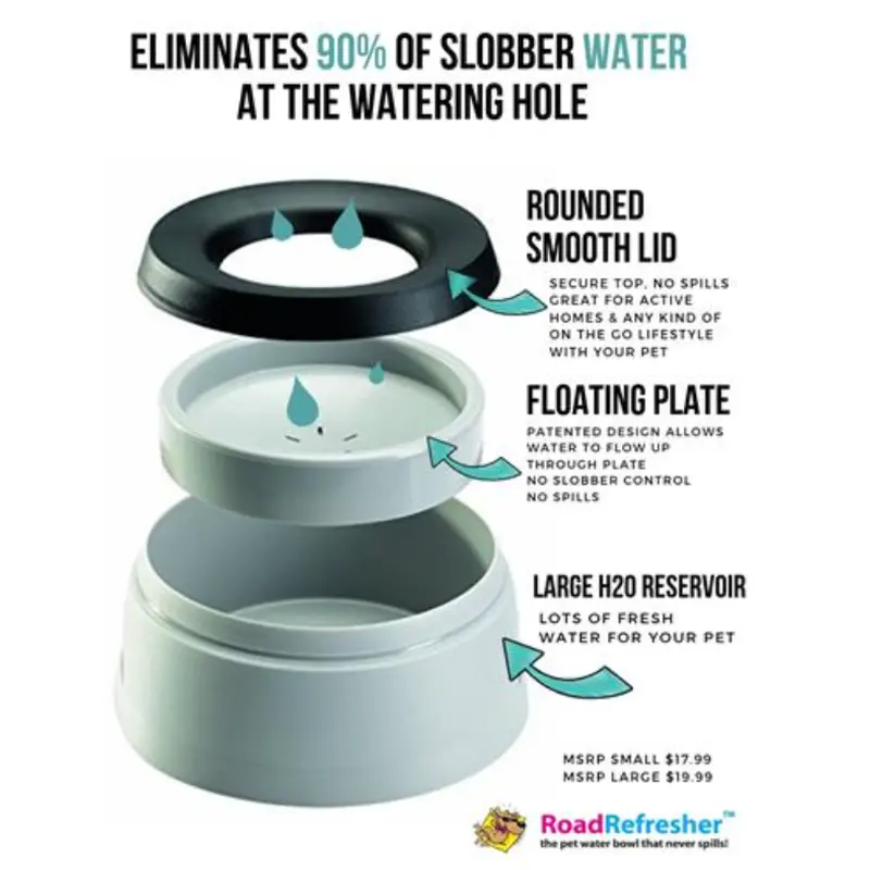 Road Refresher Non-Spill/Slobber Water Bowl
