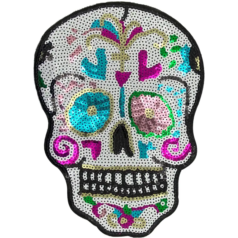 Large Sequin Sugar Skull - Patch