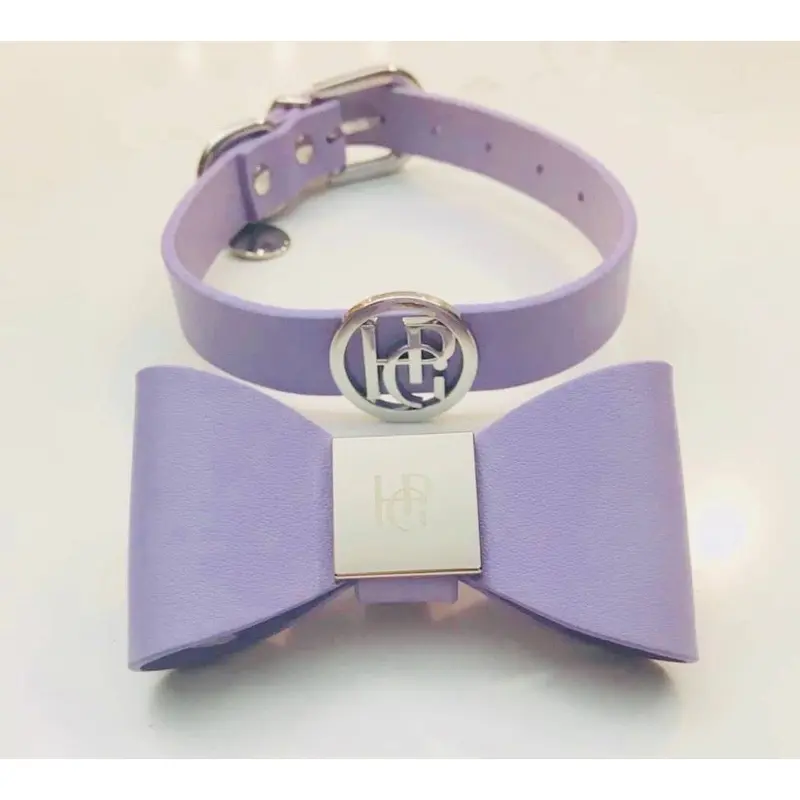 Leather Bow Collar - Lilac Hue