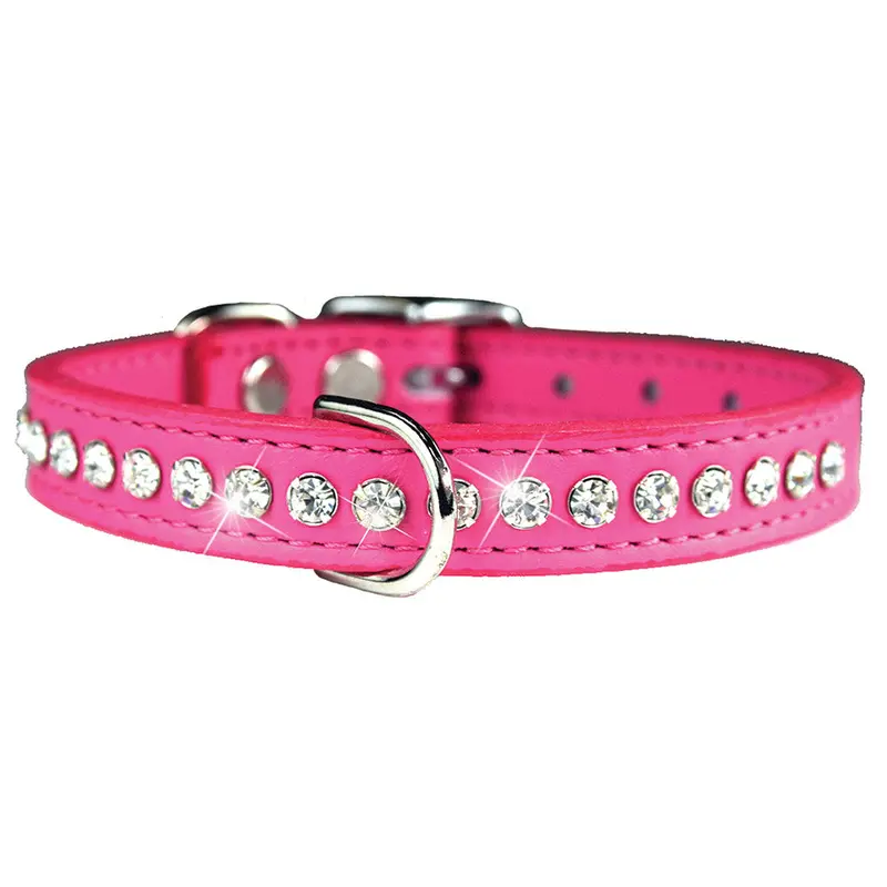 Pink Signature Leather Crystal Collar