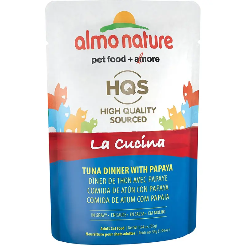 Almo Nature HQS La Cucina Tuna Dinner With Papaya In Gravy Wet Cat Food Packets