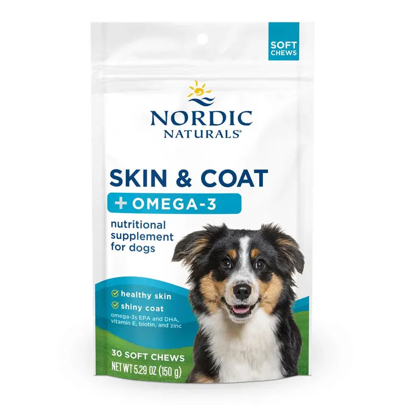 Nordic Natural Skin & Coat Support Dog Soft Chews - Bone Broth - 30ct Bag -