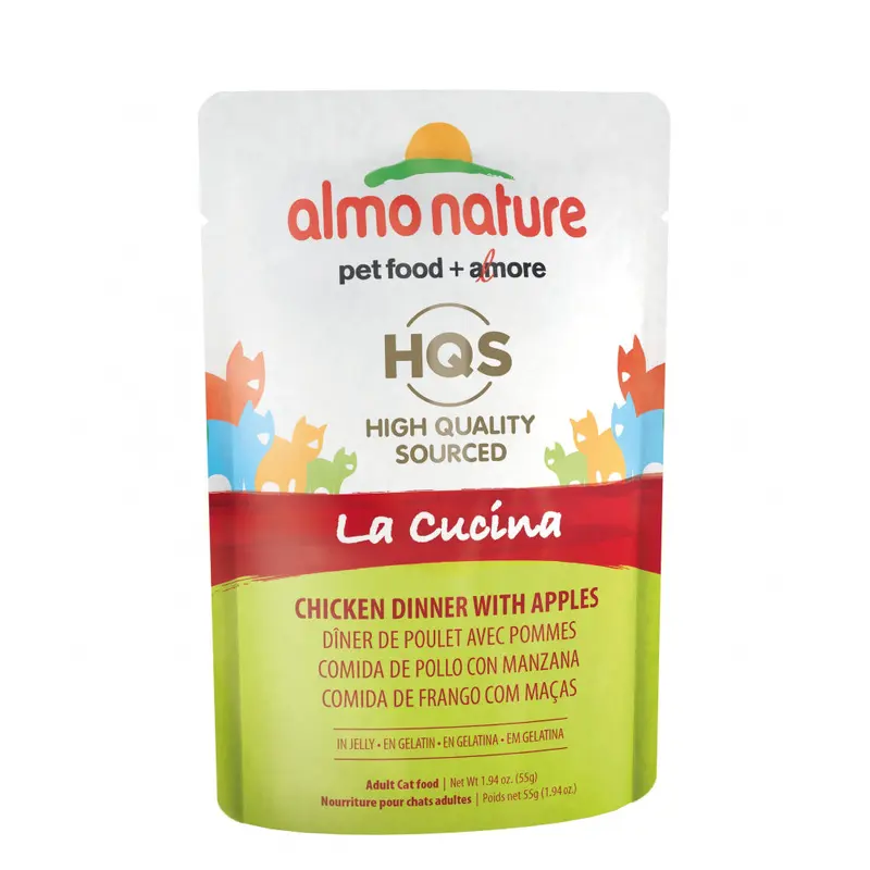 Almo Nature HQS La Cucina Chicken Dinner With Apple In Jelly Wet Cat Food Packets
