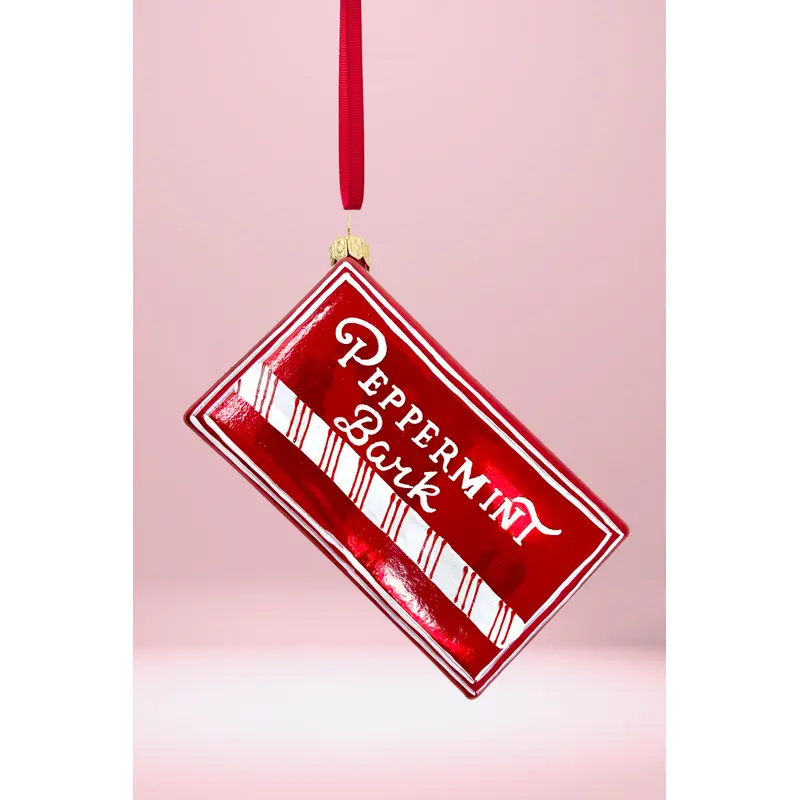 Peppermint Candy Box Glass Ornament