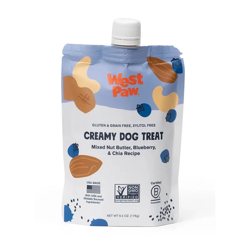 West Paw Creamy Dog Treat Mixed Nut Butter, Blueberry, & Chia