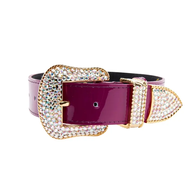 Purple Patent Italian Leather/Swarovski Crystal Hardware Collar
